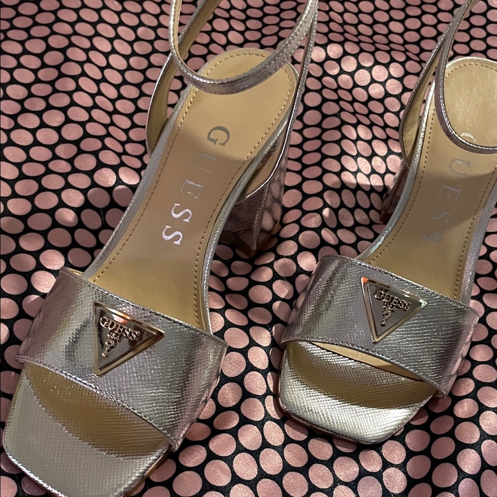 GUESS Women's Metallic Heeled Sandals
